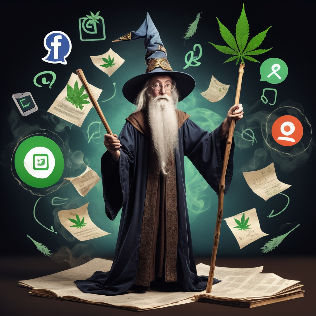 old wizard juggling social media