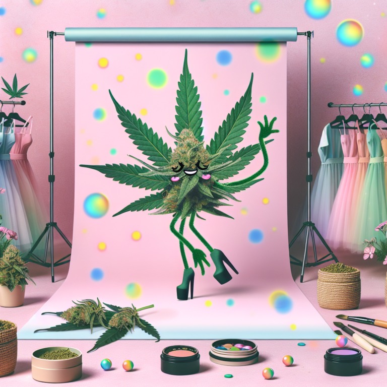 CannaDance cannabis leaf dancing in platform shoes