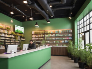 a picture of a green dispensary