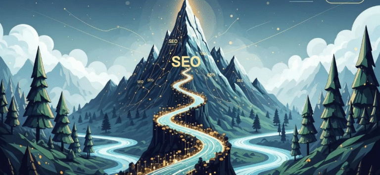 a road leading up to an SEO summit on the mountain