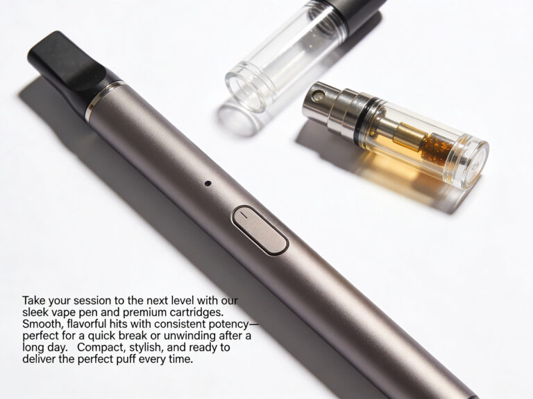 Sleek vape pen with premium cartridges showcasing smooth, flavorful hits and consistent potency for an enhanced vaping experience.