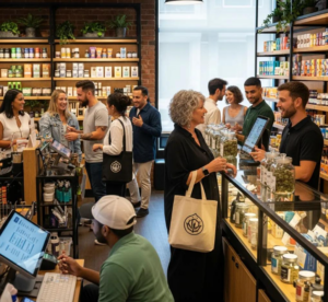 customers and budtenders speaking about cannabis