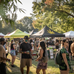 community outdoor fair with lots of people