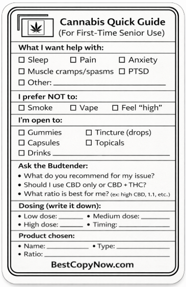 Senior Budtender Checklist to help with product selection