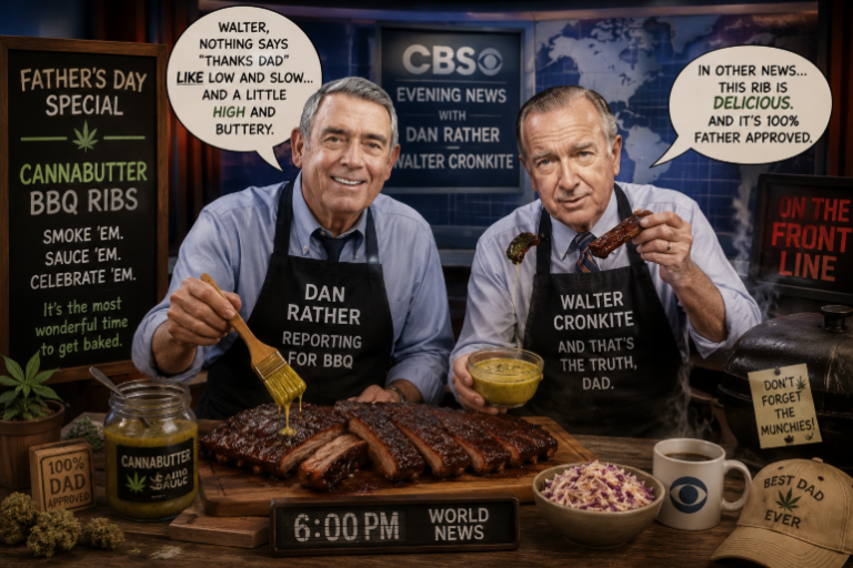 Dan Rather and Walter Cronkite talk BBQ Ribs