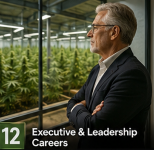 man looking out over a cannabis indoor grow