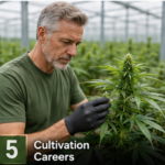 man cultivating a cannabis plant