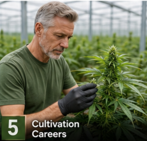 man cultivating a cannabis plant