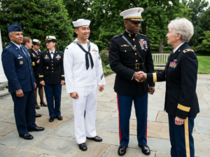 men and woman in military dress