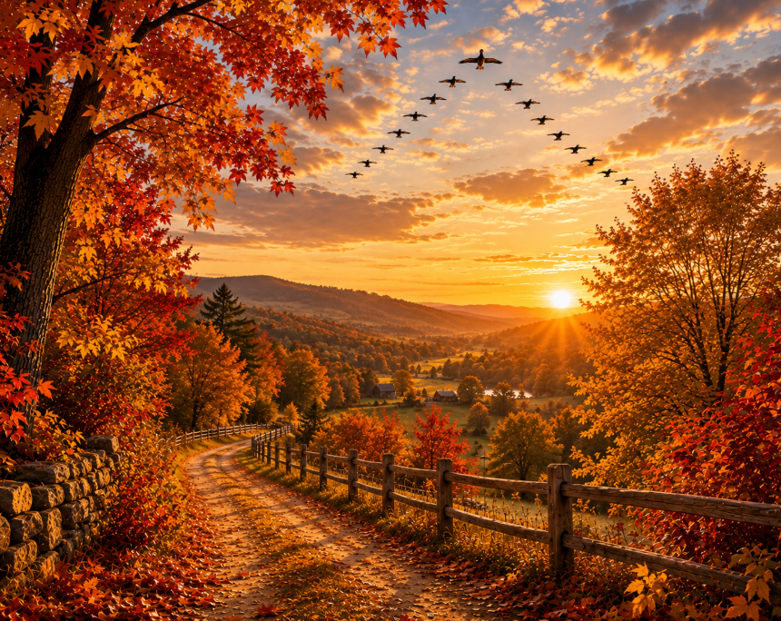 a country lane in the fall