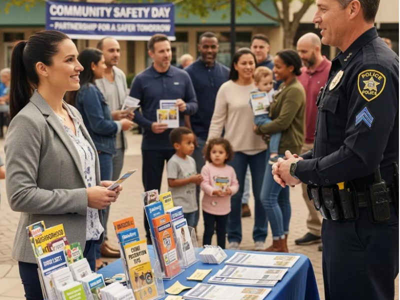 Police officer speaks with a woman about cannabis law