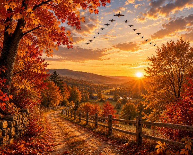 a country lane in the fall
