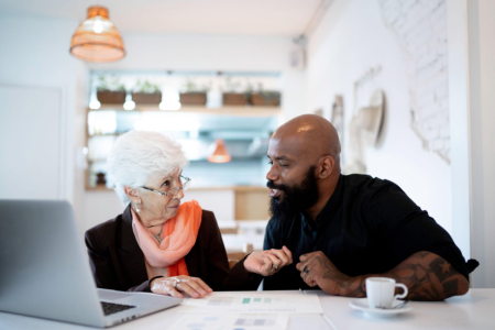 older woman being councilled by a young man